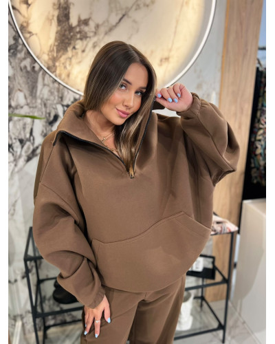 Bluza z rozpinaną stójką By o la la...! korzenna