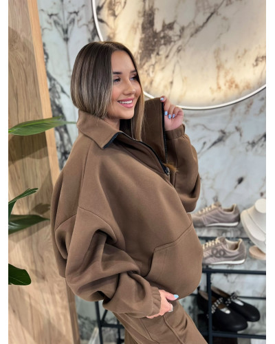 Bluza z rozpinaną stójką By o la la...! korzenna
