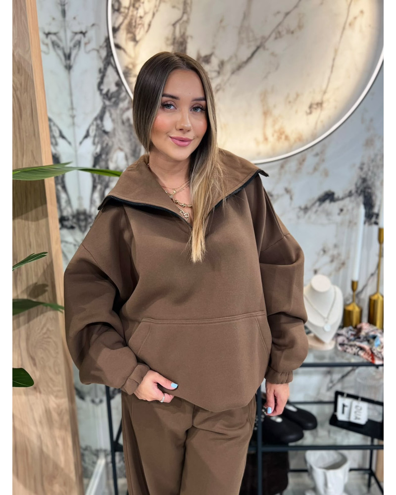 Bluza z rozpinaną stójką By o la la...! korzenna