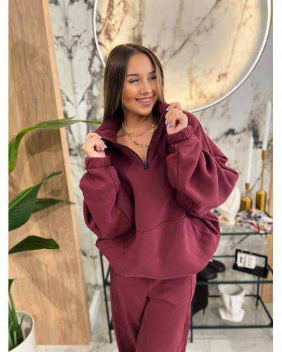 Bluza z rozpinaną stójką By o la la...! black cherry