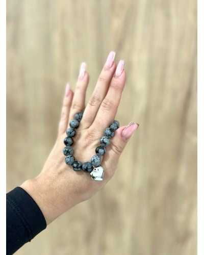 Bransoletka granit By o la la...! ze srebrną zawieszką