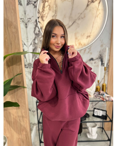 Bluza z rozpinaną stójką By o la la...! black cherry