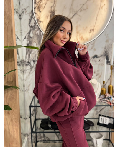 Bluza z rozpinaną stójką By o la la...! black cherry