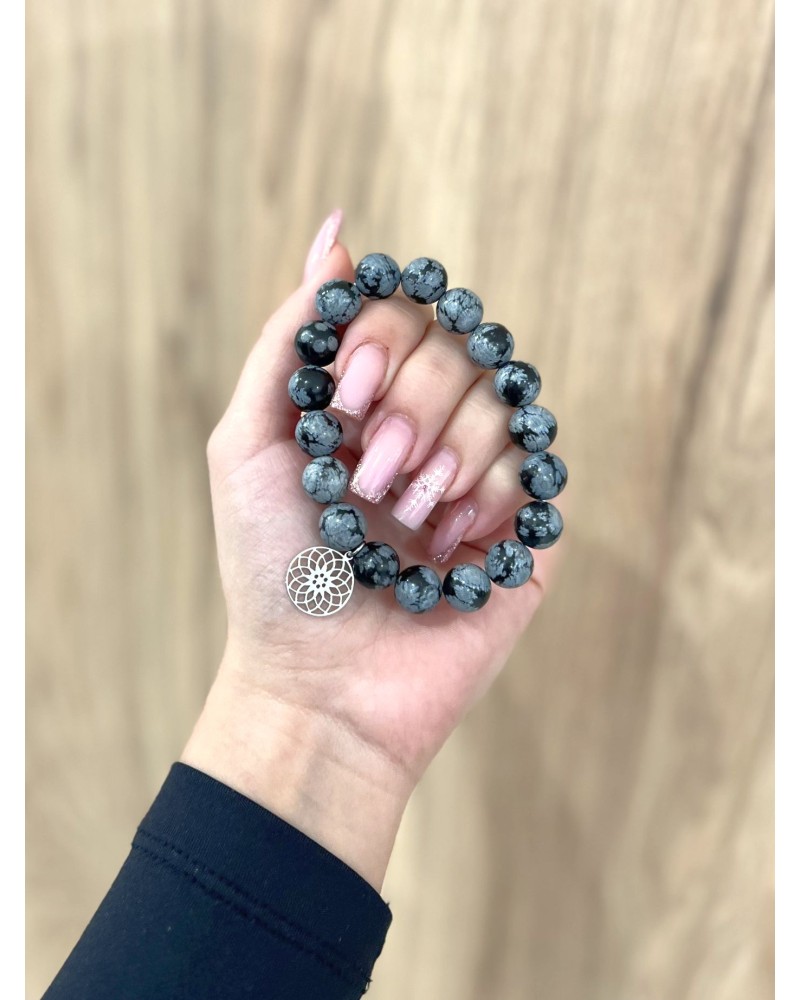 Bransoletka granit By o la la...! ze srebrną zawieszką