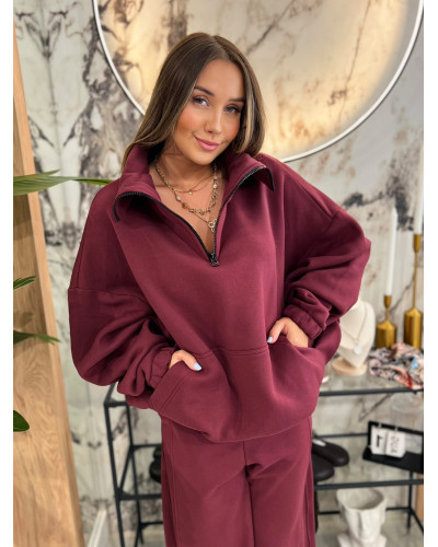 Bluza z rozpinaną stójką By o la la...! black cherry
