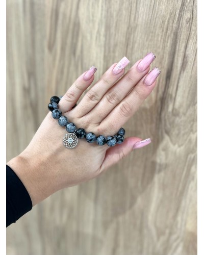 Bransoletka granit By o la la...! ze srebrną zawieszką