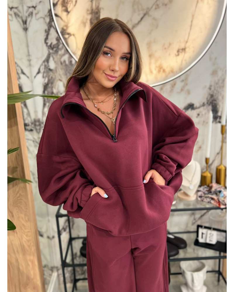 Bluza z rozpinaną stójką By o la la...! black cherry