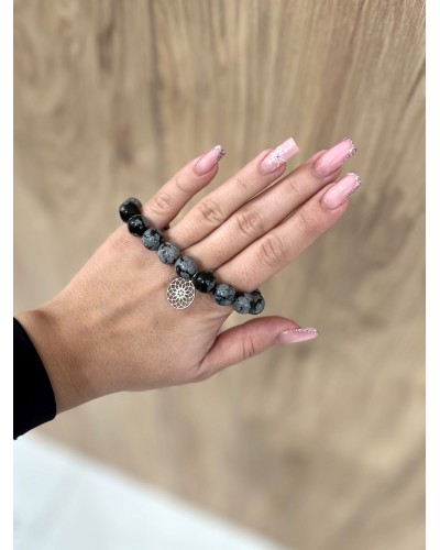 Bransoletka granit By o la la...! ze srebrną zawieszką