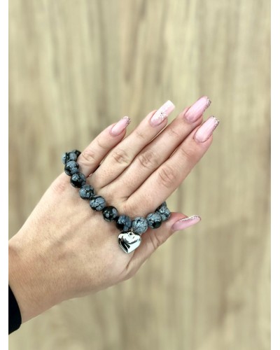 Bransoletka granit By o la la...! ze srebrną zawieszką