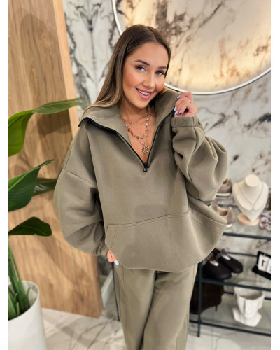 Bluza z rozpinaną stójką By o la la...! olive