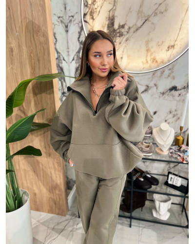 Bluza z rozpinaną stójką By o la la...! olive