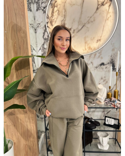 Bluza z rozpinaną stójką By o la la...! olive