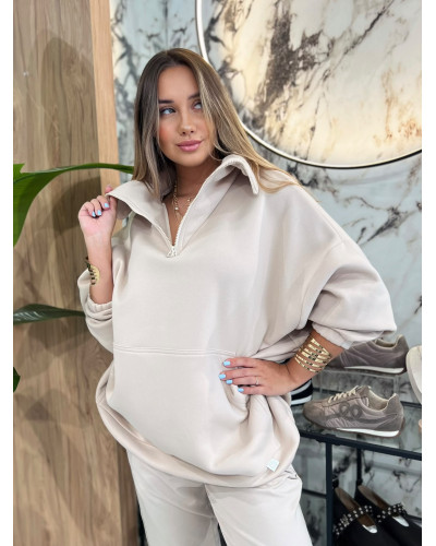 Bluza z rozpinaną stójką By o la la...! beżowa