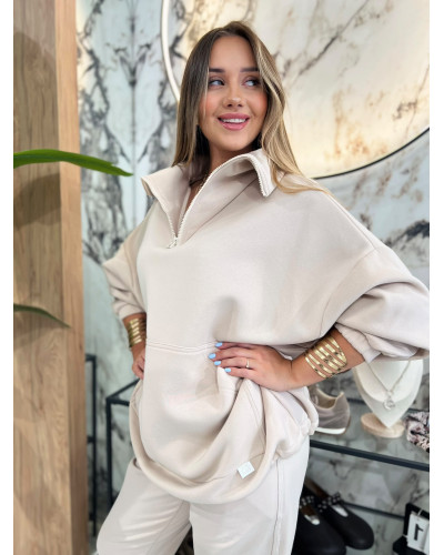 Bluza z rozpinaną stójką By o la la...! beżowa