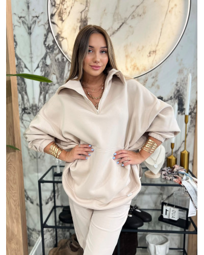 Bluza z rozpinaną stójką By o la la...! beżowa