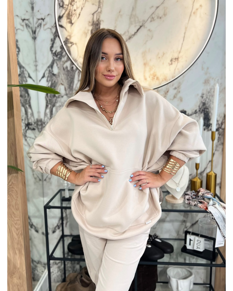 Bluza z rozpinaną stójką By o la la...! beżowa