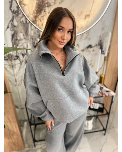 Bluza z rozpinaną stójką By o la la...! smoke grey