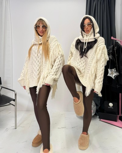 Sweter warkocz La Milla śmietankowy