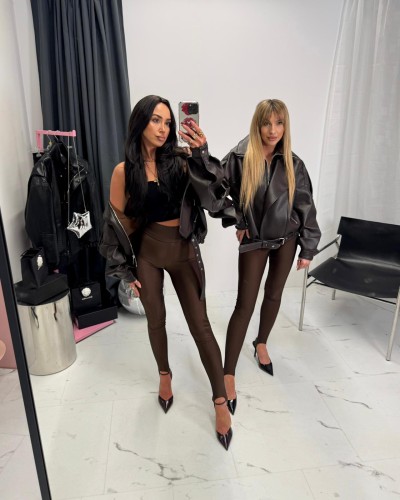 Legginsy zapiętki lśniące La Milla czekoladowe