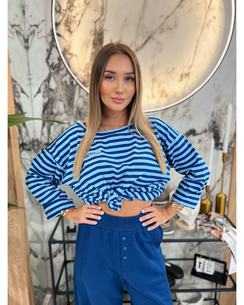 Bluzka w paski By o la la..! navy blue