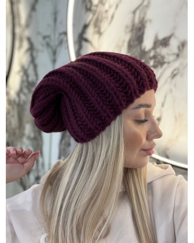 Czapka smerfetka zimowa By o la la...! śliwkowa