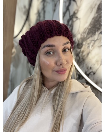 Czapka smerfetka zimowa By o la la...! śliwkowa