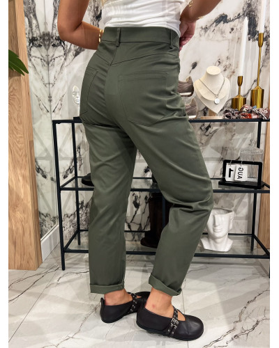 Spodnie cygaretki By o la la...! olive