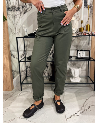 Spodnie cygaretki By o la la...! olive