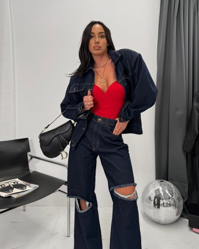 Spodnie jeansowe z dziurami La Milla ciemne