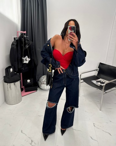 Spodnie jeansowe z dziurami La Milla ciemne