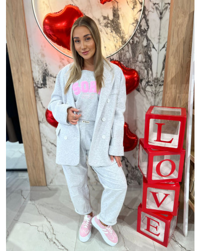 Marynarka dresowa dwurzędowa By o la la...! szary melanż