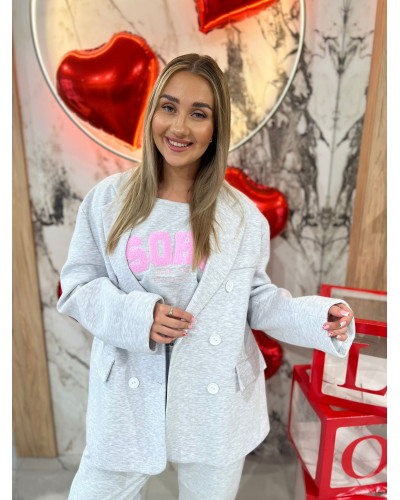 Marynarka dresowa dwurzędowa By o la la...! szary melanż