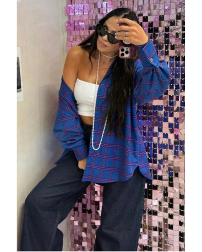 Koszula flanelowa w kratę La Milla kobaltowa