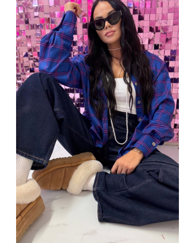 Koszula flanelowa w kratę La Milla kobaltowa