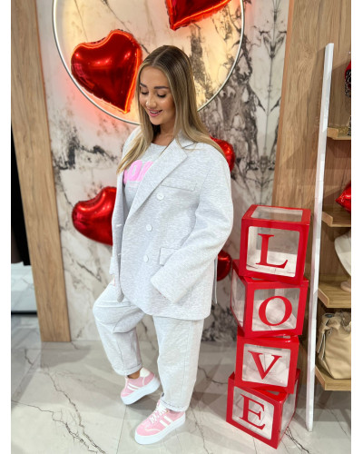 Marynarka dresowa dwurzędowa By o la la...! szary melanż