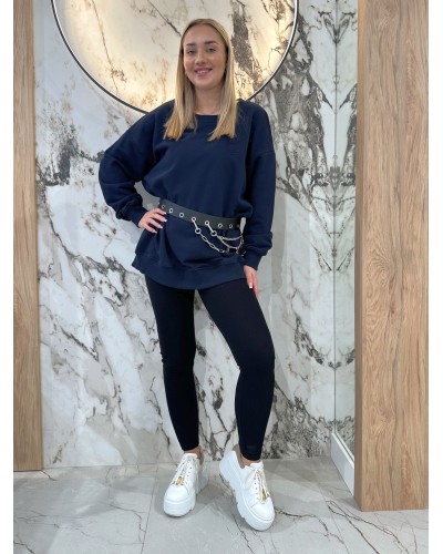 Bluza długa By o la la...! granatowa
