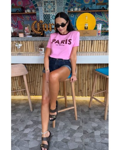 T-shirt La Milla PARIS różowy z bordowym