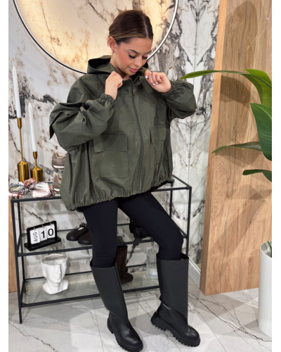 Kurtka parka z ozdobną kieszenią By o la la...! olive