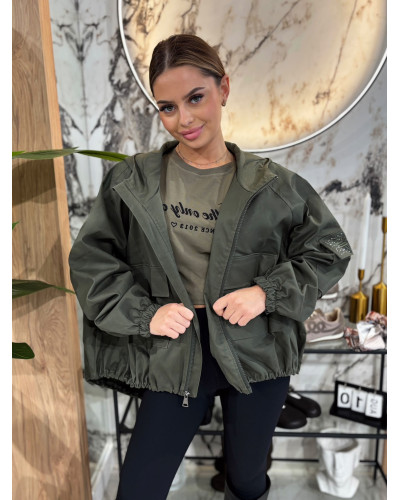 Kurtka parka z ozdobną kieszenią By o la la...! olive