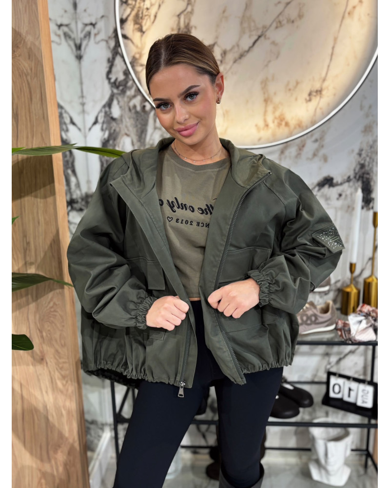 Kurtka parka z ozdobną kieszenią By o la la...! olive