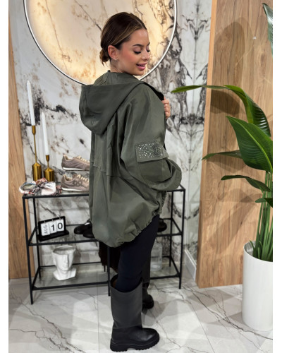 Kurtka parka z ozdobną kieszenią By o la la...! olive