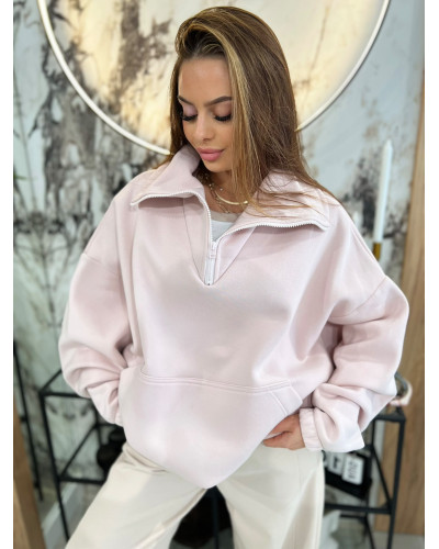 Bluza z rozpinaną stójką By o la la...! pudrowy róż