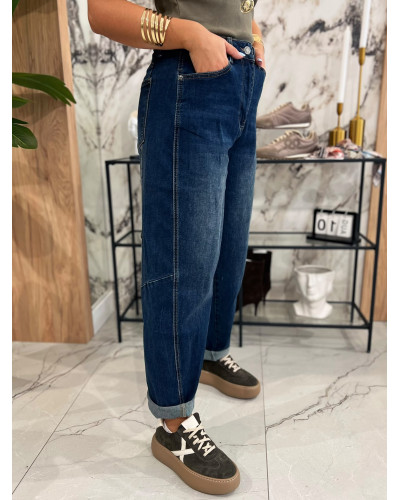 Jeansy typu barrel By o la la...! ciemny jeans