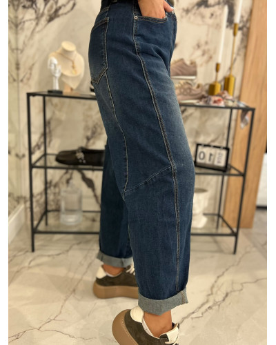 Jeansy typu barrel By o la la...! ciemny jeans