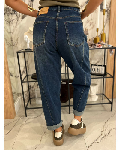 Jeansy typu barrel By o la la...! ciemny jeans