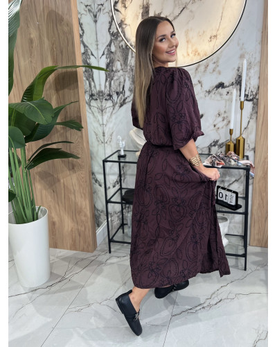 Sukienka midi z haftem By o la la...! black cherry