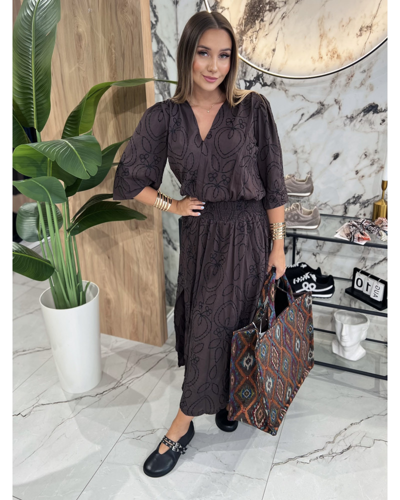 Sukienka midi z haftem By o la la...! espresso