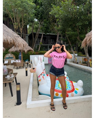 T-shirt La Milla PARIS różowy z bordowym