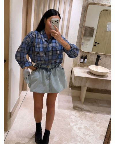 Koszula w kratę La Milla błękitna