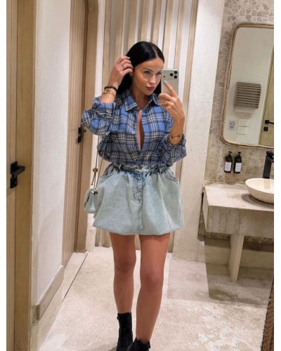 Koszula w kratę La Milla błękitna